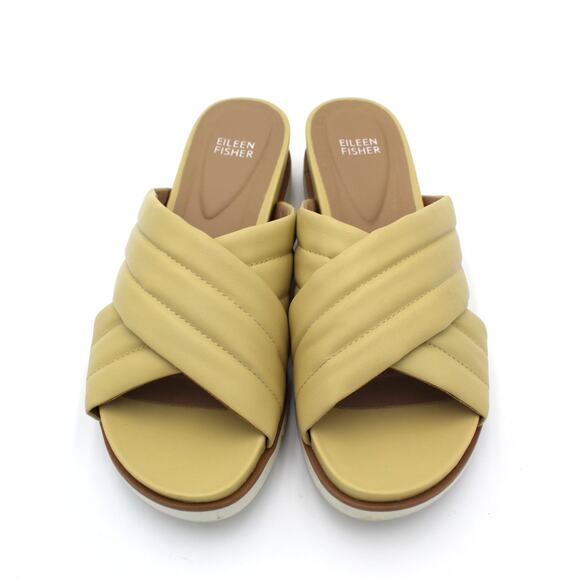 Eileen Fisher Sandals Womens Size 10 Yellow Slip On Slide Platform Comfort Shoes - Picture 2 of 8